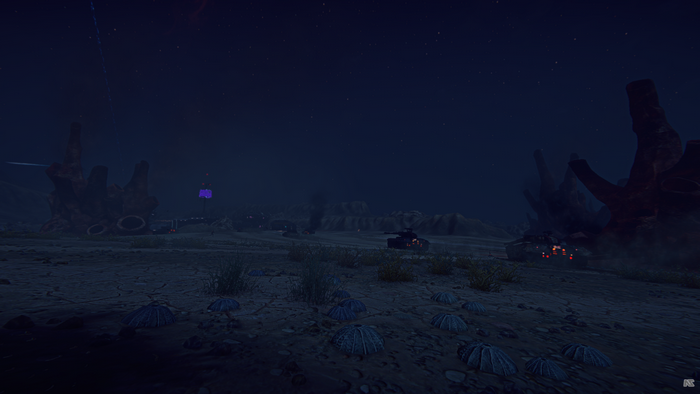 Planetside 2 Terran Republic tanks at night