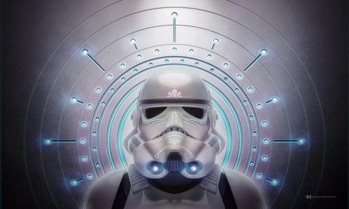 Stormtrooper helmet with Day of the Dead decorations