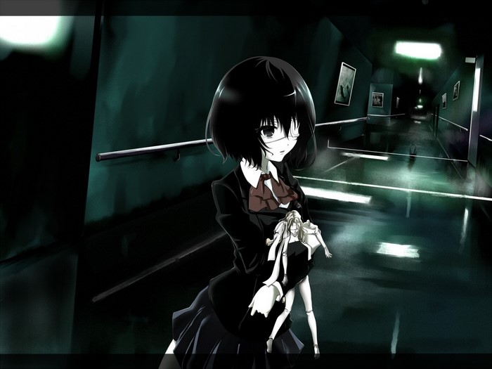 Mei Misaki from Another holding a doll