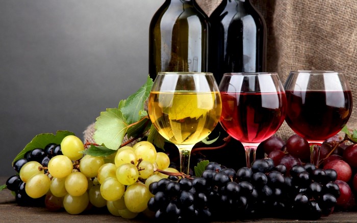 Assorted Wine and Grapes Still Life Arrangement