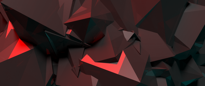 Abstract Red and Black Geometric Crystal Shapes