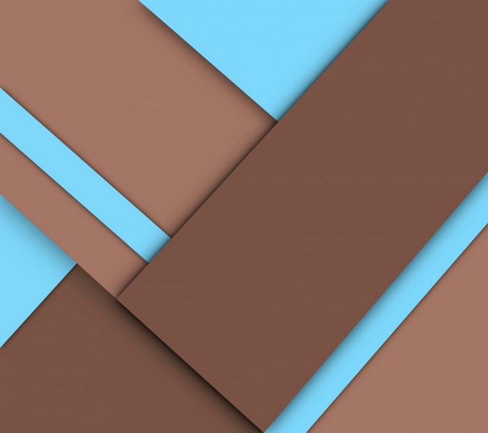 Material design with brown and blue shapes