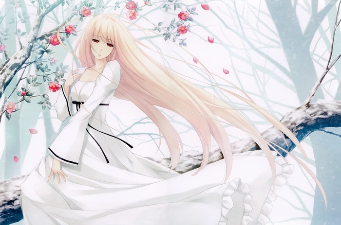 Nanatsuki Shion in white dress with flowers