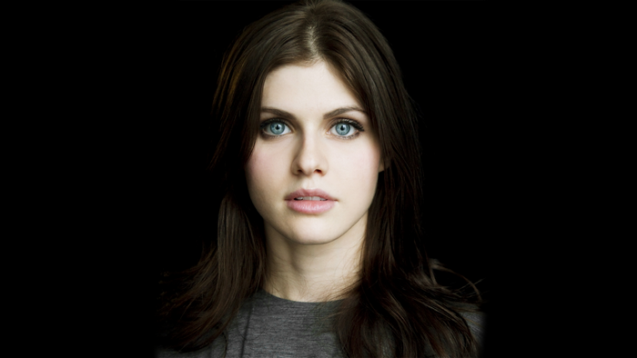 Alexandra Daddario portrait with dark background