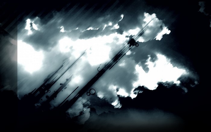 Dark clouds with streaks of light