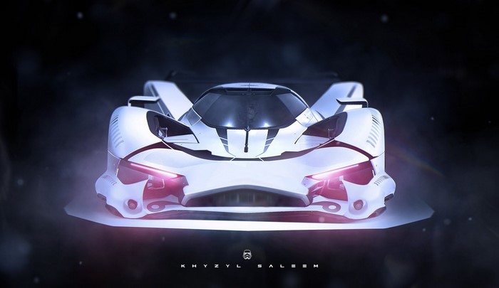 White futuristic sports car by Khyzyl Saleem