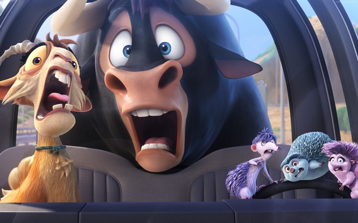 Ferdinand and friends in a car