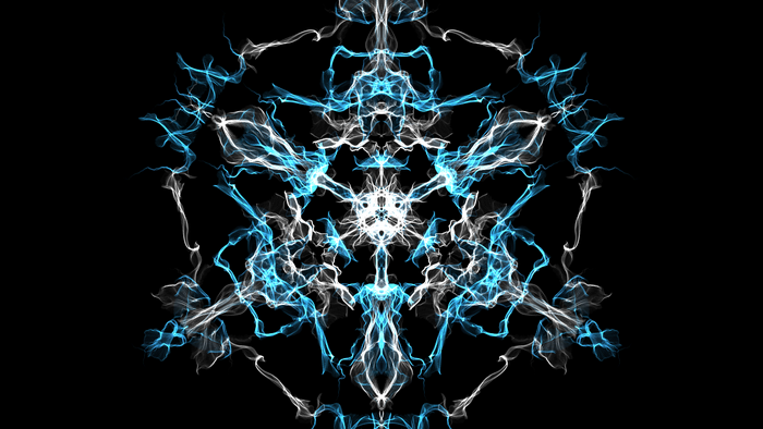 Symmetrical abstract light pattern on black background