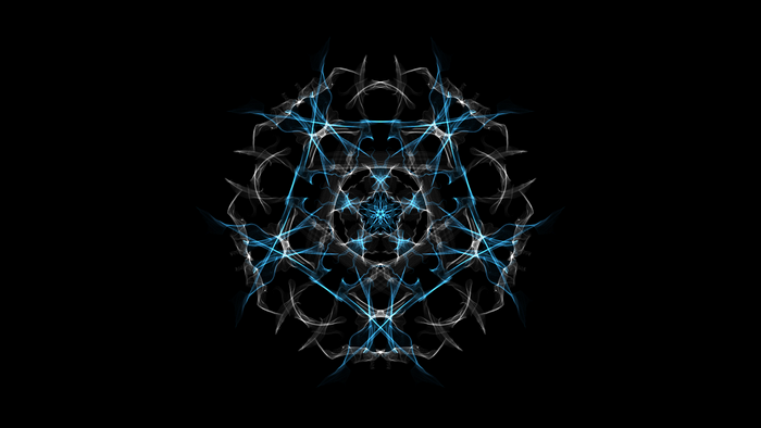 Symmetrical fractal pattern with blue and white lines
