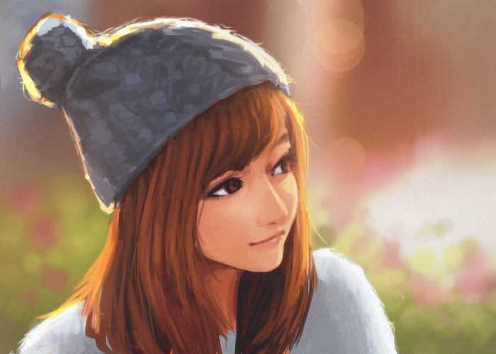 Artwork of a young woman wearing a beanie
