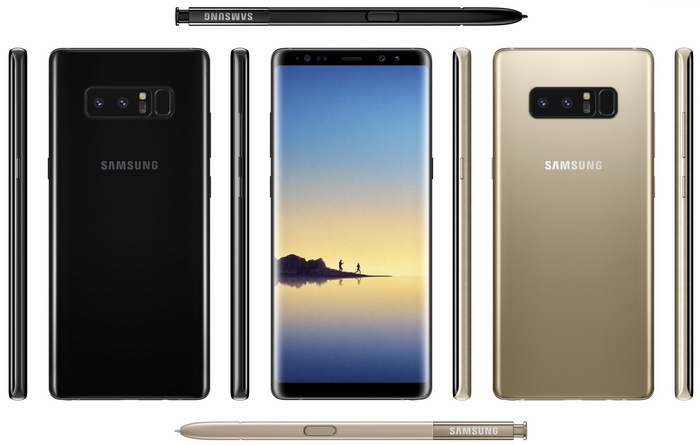 Samsung Galaxy Note 8 smartphone in black and gold
