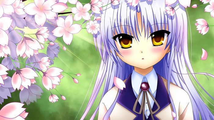 Kanade Tachibana from Angel Beats! with cherry blossoms