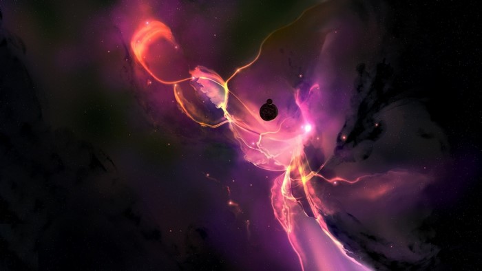 Digital art of a nebula with a planet