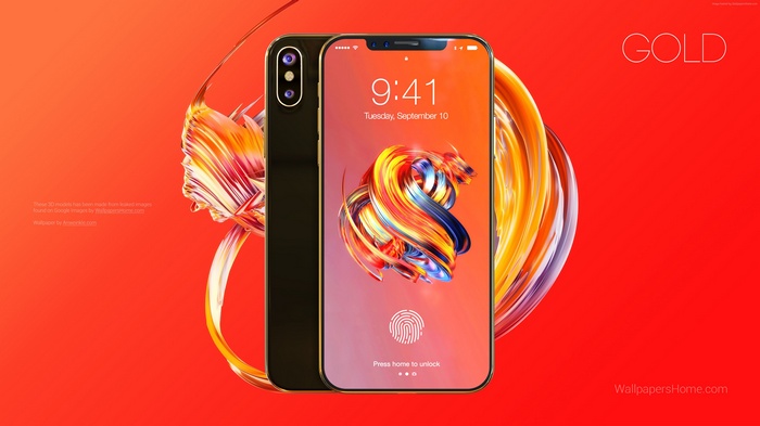 Gold iPhone X 4K render