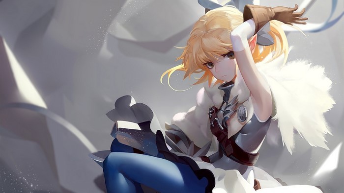 Anime girl with blonde hair and armor
