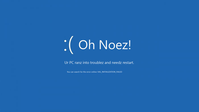 Blue Screen of Death with "Oh Noez!" text