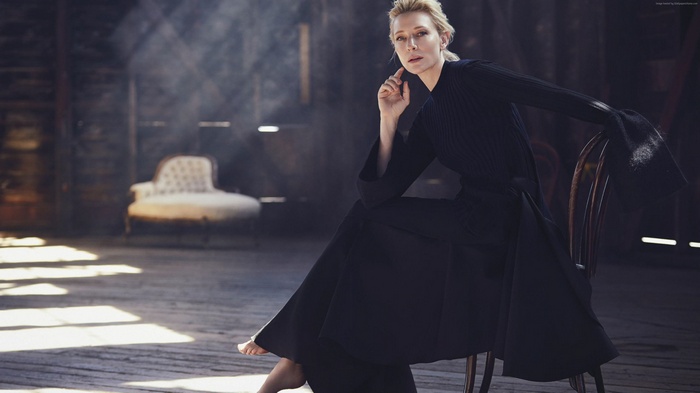 Cate Blanchett in a dark room