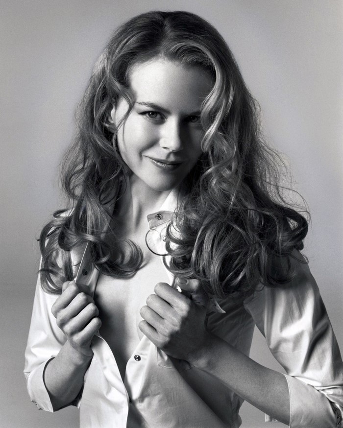Nicole Kidman in black and white portrait