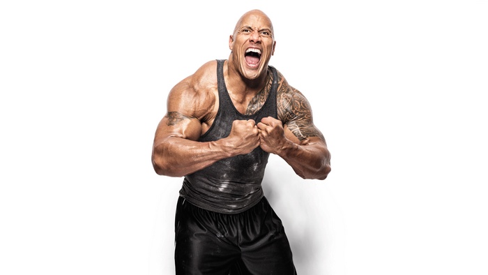 Dwayne Johnson flexing