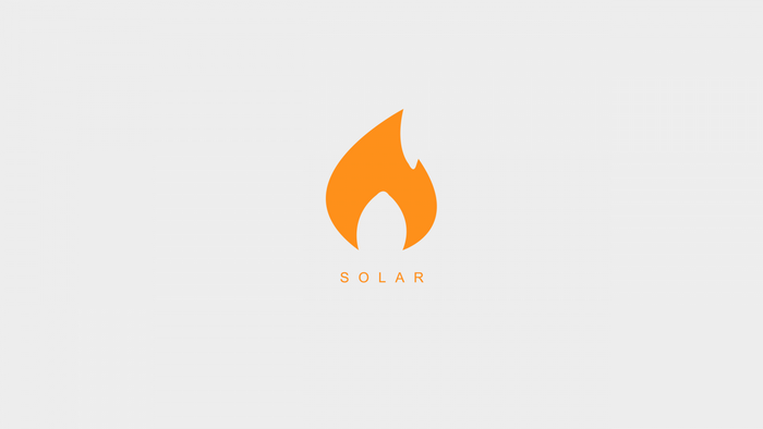 Solar logo with flame and text