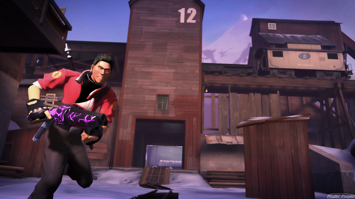Scout from Team Fortress 2 holding a weapon