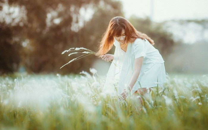 sunlight, women outdoors, women, model, grass, Asian, photography ...