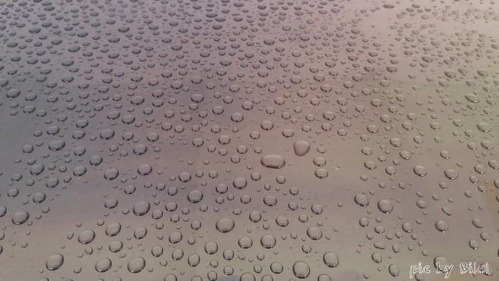 Water drops on a textured surface