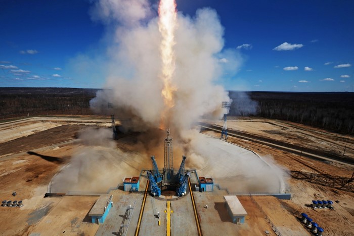 Soyuz rocket launch from Vostochny Cosmodrome