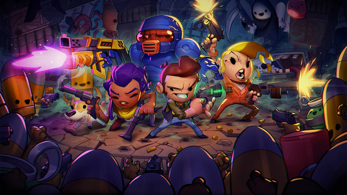 Characters from Enter the Gungeon with guns