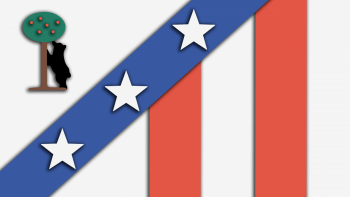 Illustration of Atletico Madrid flag with bear and strawberry tree