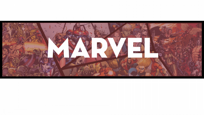 Marvel Comics banner with superheroes