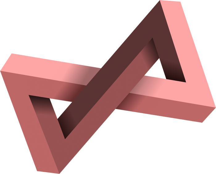 Pink 3D Penrose Triangle Optical Illusion