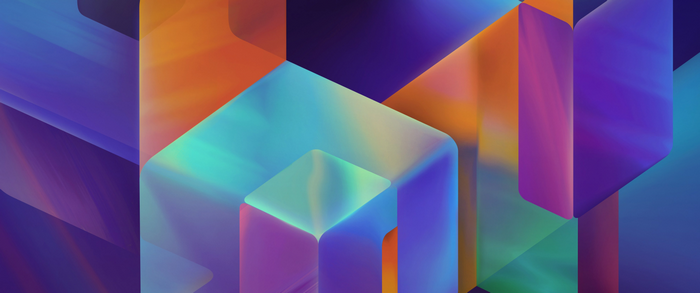 Abstract geometric shapes with iridescent colors