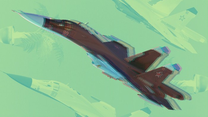 Multiple fighter jets in flight with glitch effect