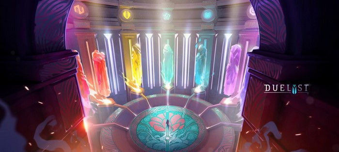 Duelyst game art with glowing crystals