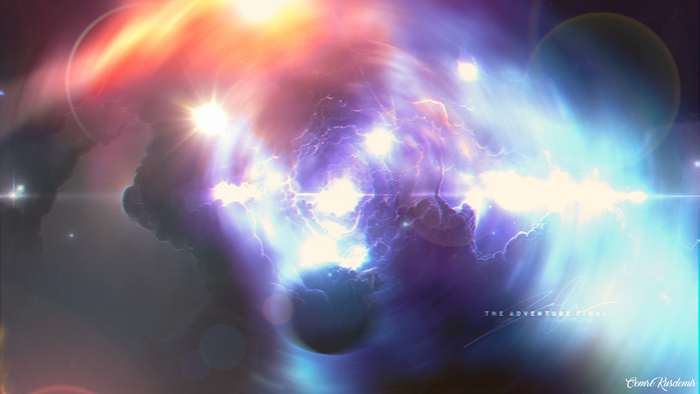 Space Nebula with Lens Flare and Text
