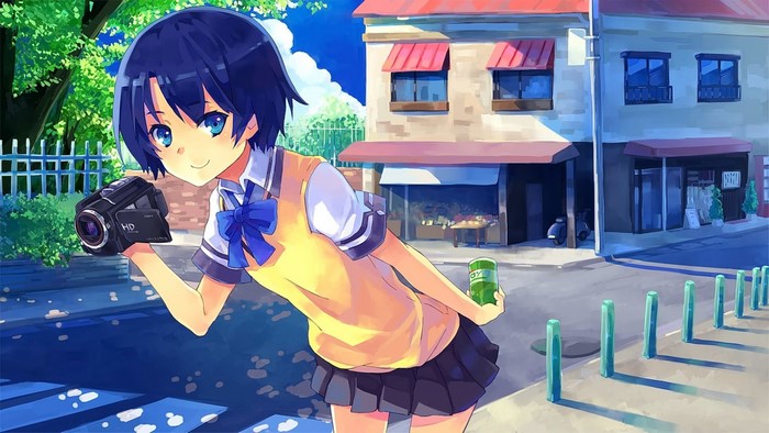 Tanigawa Kanna from Ano Natsu de Matteru holding a camcorder