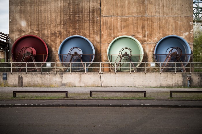 Industrial fans on a concrete wall