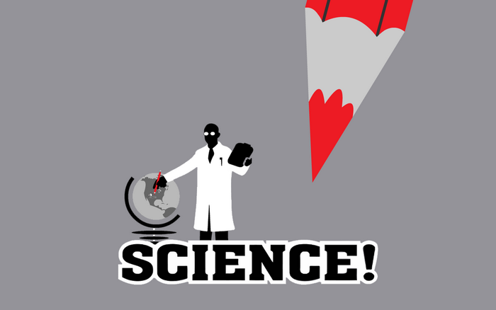 Scientist with Globe and Pencil