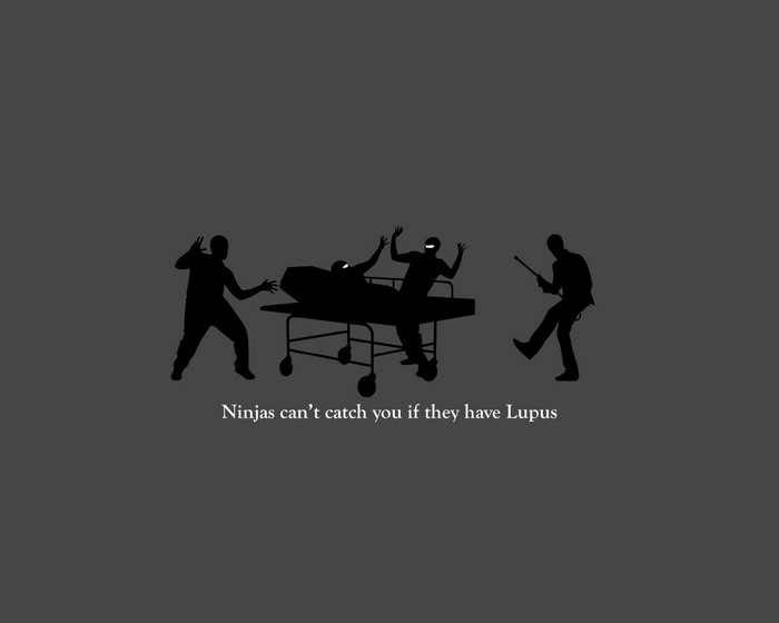 Silhouettes of ninjas and a stretcher with a patient