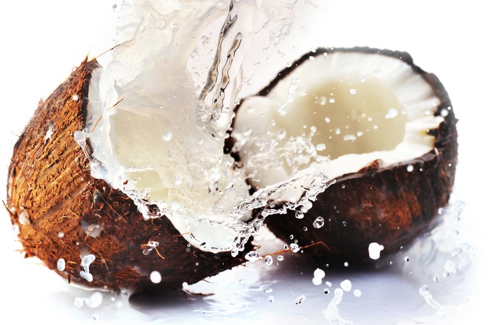 Coconut with water splash
