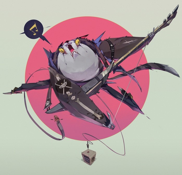 Illustration of a punk rock cat playing a guitar