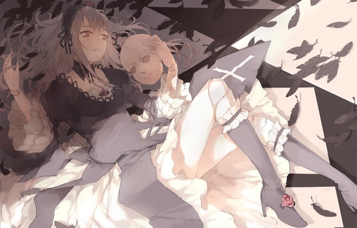 Girl with mask and feathers from Rozen Maiden