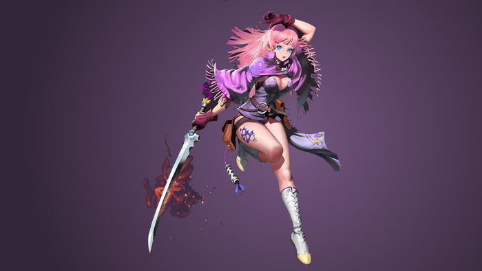 Anime girl with pink hair and sword