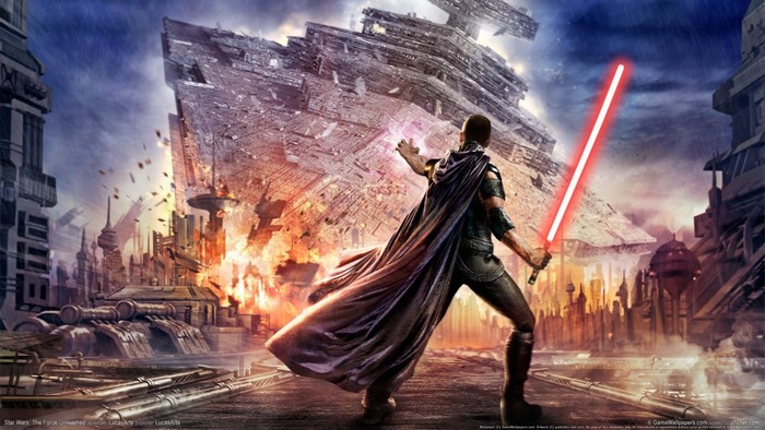 Starkiller from Star Wars The Force Unleashed in a city
