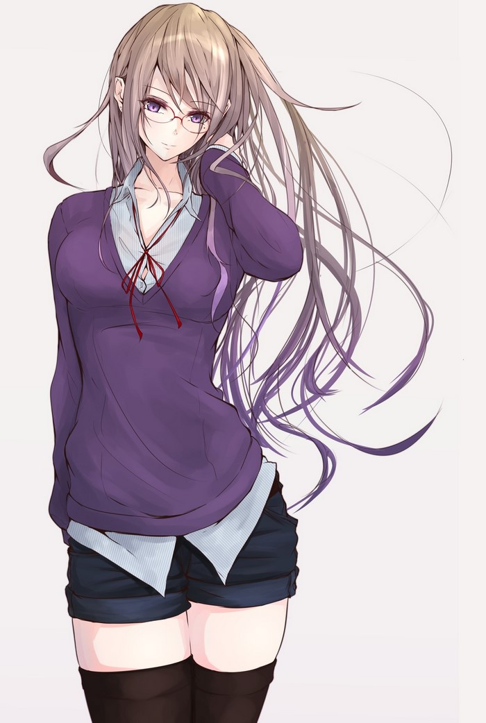 Anime girl with long hair and glasses