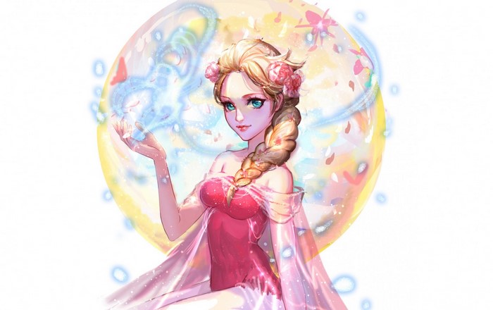 Elsa from Frozen fan art with magical effects