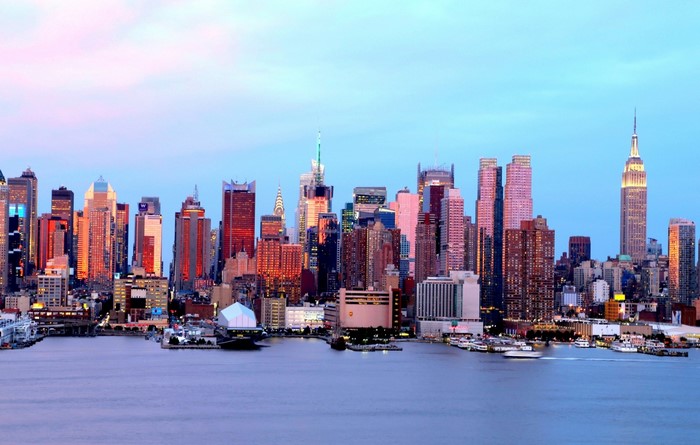 New York City skyline at dusk with Empire State Building