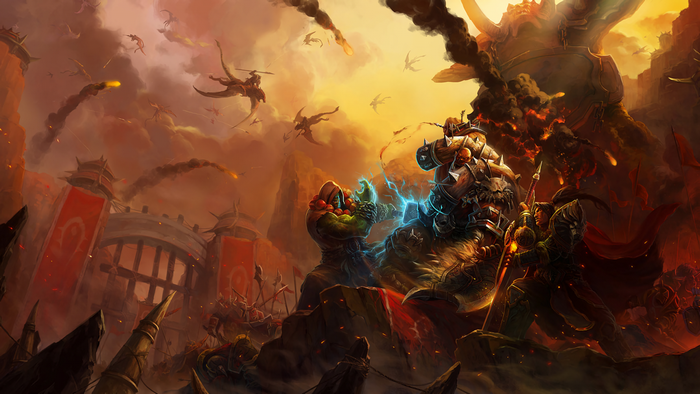 Thrall and orcs in battle from World of Warcraft