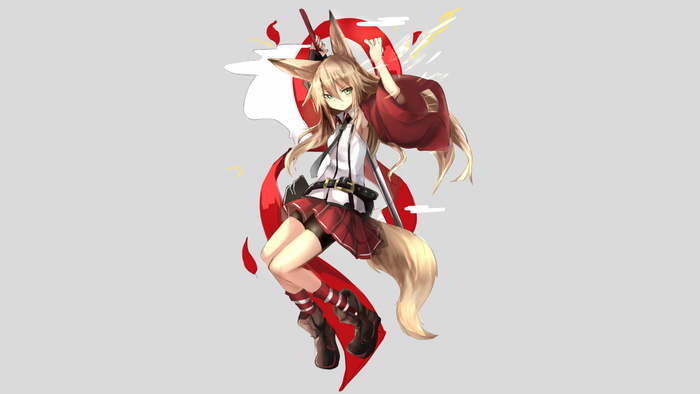 Fox Girl with Katana in School Uniform